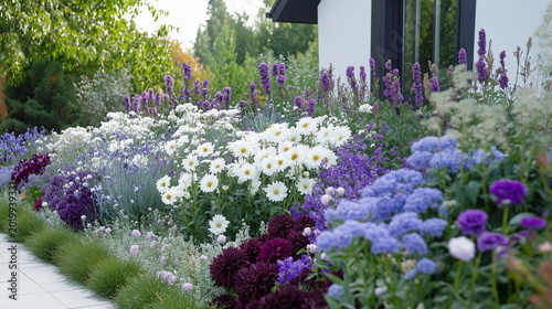 Charming garden pathway lined with diverse blooms, inviting serenity and showcasing the beauty of floral arrangements