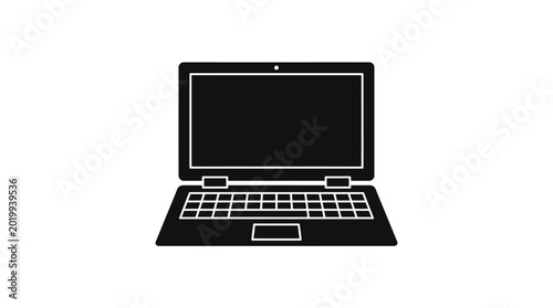 Foto Laptop computer with open screen.
