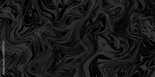 Seamless black and white floral pattern with vintage swirl vector lines and retro leaf curves for a textile wallpaper backdrop or decorative fabric tile texture design