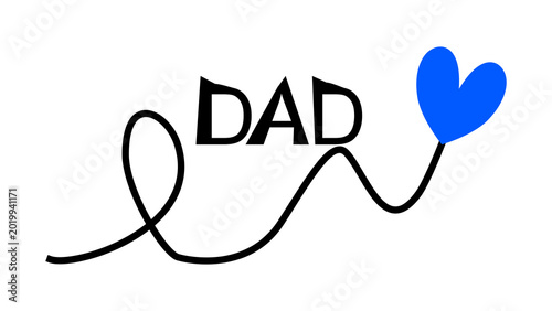 Canvastavla Ilustración de un corazón de color azul con la palabra padre  en un transparente