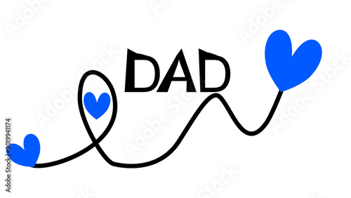 Bild auf Leinwand Ilustración de un corazón de color azul con la palabra padre  en un transparente