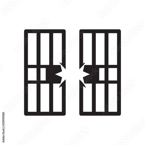 Vector illustration of a broken prison cell bars, symbolizing freedom or escape
