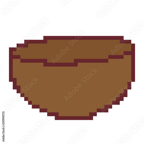 Brown wooden matcha bowl chawan icon pixel art graphic