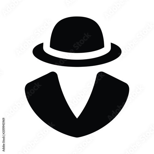 Photos Silhouette of mysterious person wearing hat and suit, abstract incognito figure
