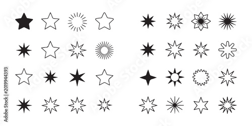 Photos Decorative starburst and sparkle shapes set with varying point counts for creative graphic design projects now