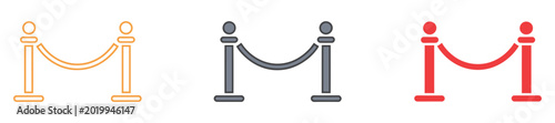 Принти на полотні Colorful rope barrier icon set on white background for VIP access, event management, and crowd control illustration