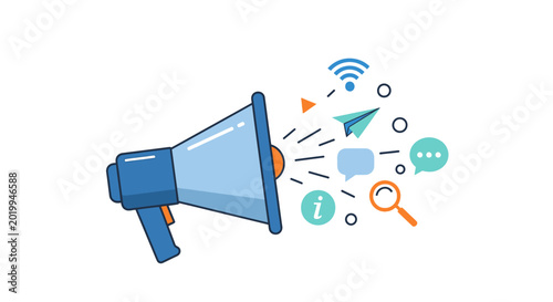 Megaphone Broadcasting Information and Communication Illustrations