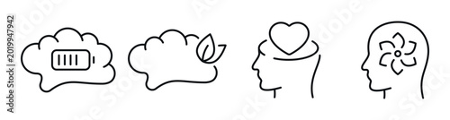 Photos Brain and head icons showing energy nature emotion and cognition