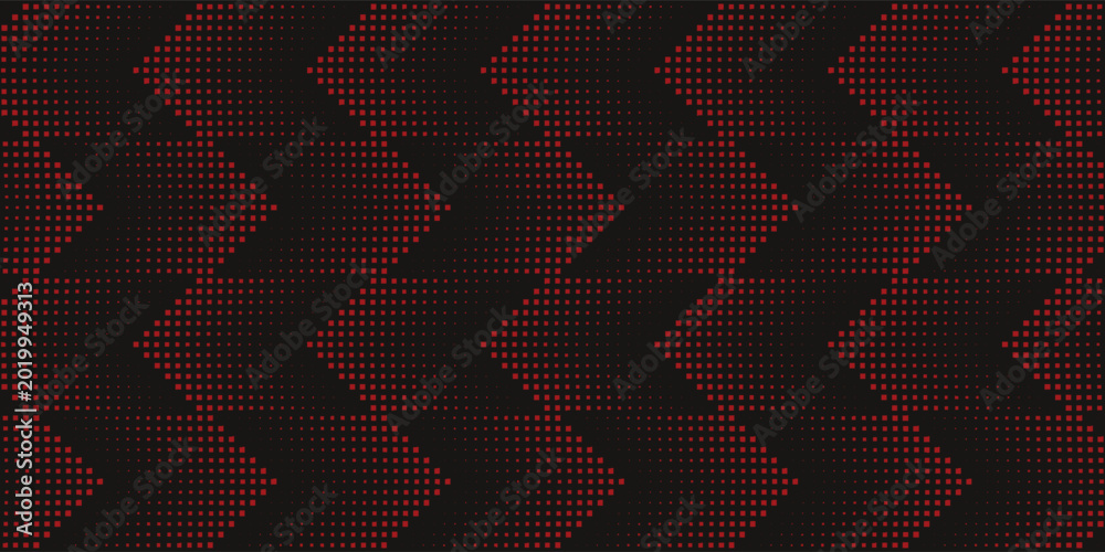 Fototapeta premium Seamless halftone hexagon red dots pattern vector, geometric halftone abstract pattern for fabric and textile printing, sports jersey texture, wrapping paper, background and packaging.
