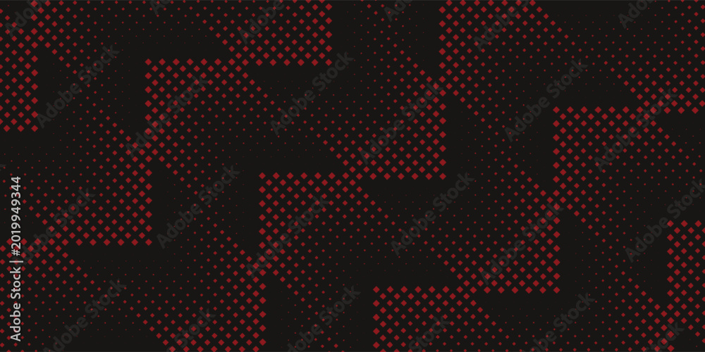 Fototapeta premium Seamless halftone hexagon red dots pattern vector, geometric halftone abstract pattern for fabric and textile printing, sports jersey texture, wrapping paper, background and packaging.