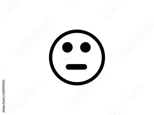 Canvas Print Neutral blank face emoji icon representing indifference on a white background