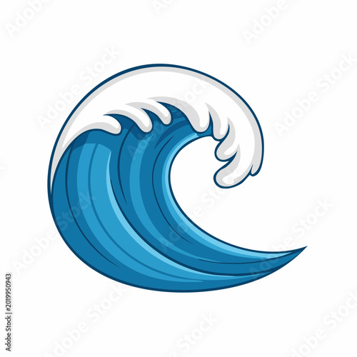 Stylized Blue Ocean Wave with White Foam