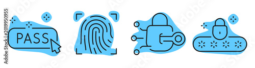 Quadro em tela Security icons representing authentication and access control concepts