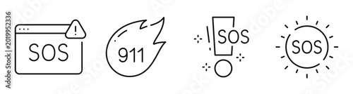 Foto Emergency icons showing alert states in interface strip