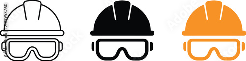 Foto Industrial Worker Safety Helmet Vector Illustration Set for Labor Protection Gea