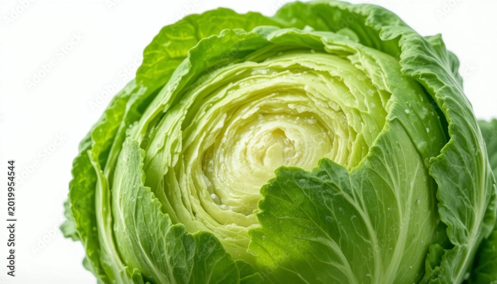 Obraz premium Fresh Green Cabbage Halved Isolated on White Background 
