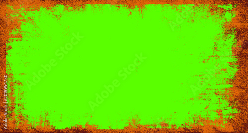 Canvastavla Orange Halloween green screen background with distressed dark brown border and s