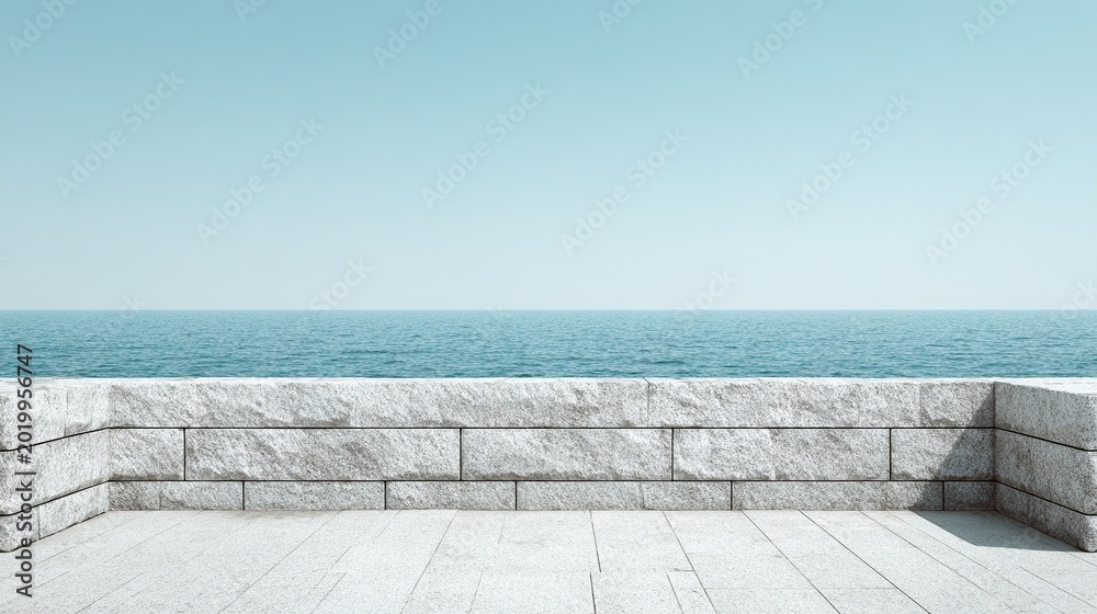 Fototapeta premium Light Cyan-Gray Geometric Stone Wall Coast, Modern Widescreen Design