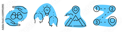 Bild auf Leinwand Concept icons showing protection idea and navigation on white background