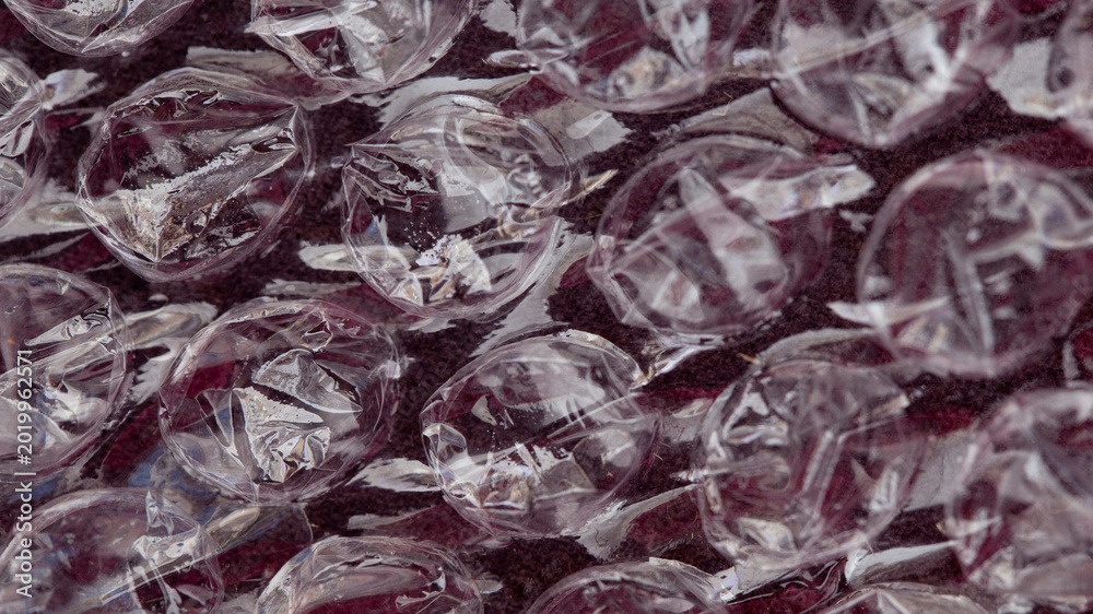 Obraz premium Bubble Wrap Texture Banner Background with Transparent Plastic