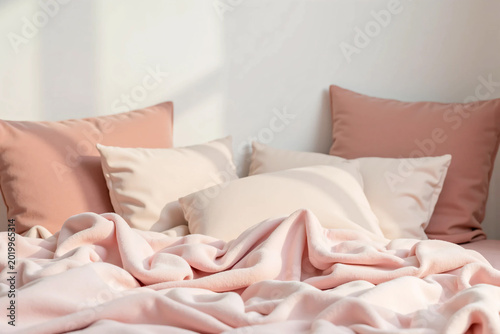 Soft Focus Cozy Bedroom Interior with Natural Light and Minimalist Decor