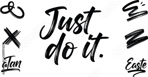 Konstfotografi Brush-Stroke Calligraphy and Hand-Lettered Vector Set Featuring \Just Do It\ T