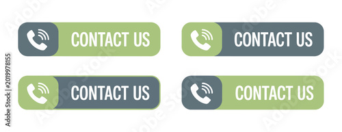 Tableau sur toile Contact us button icons, modular green and black phone symbols, civic and digita