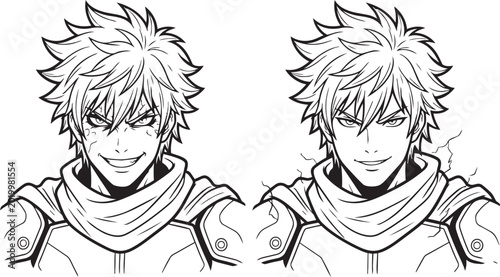 Tableau sur toile Anime Villain Evil Smile Vector Silhouette