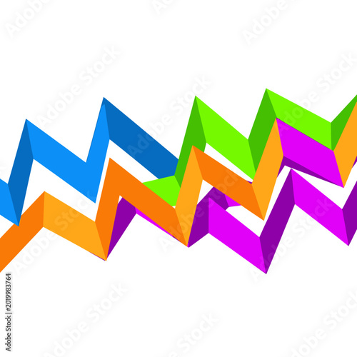Abstract colorful zig zag ribbons design elements.