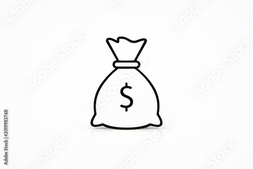 Simple money bag icon with dollar sign illustration