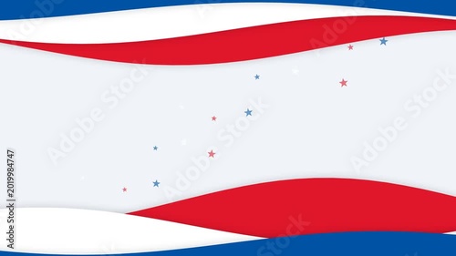 Patriotic abstract wavy background loop in red white and blue, USA 4th of july independence day concept