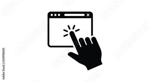 hand clicking screen icon black silhouette