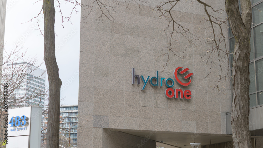 Naklejka premium exterior wall with sign of Hydro One Networks Inc located at 483 Bay St, Bell Trinity Square, Toronto