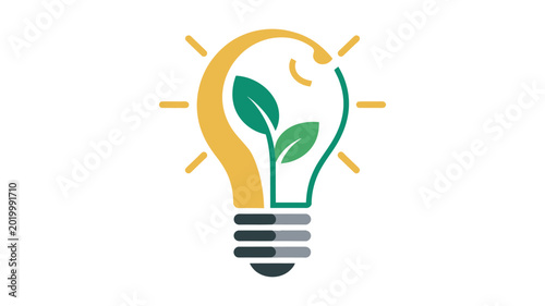 Photos Green energy light bulb icon, leaf symbol, sustainability concept, environmental innovation and eco power idea, abstract vector illustration