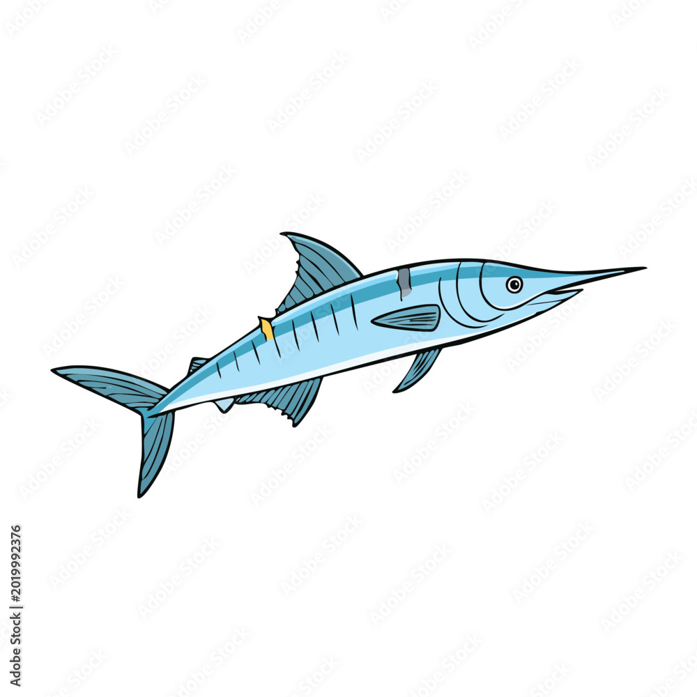Fototapeta premium Blue Marlin with Swordlike Bill Swimming in Clear Water Underwater