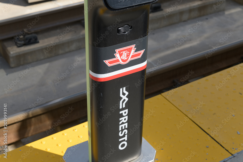 Fototapeta premium transit pass scanner at a Metrolinx Eglinton Line 5 stop, Toronto