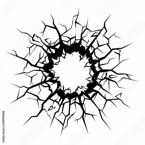 Принти на полотні Cracked surface with broken lines and holes.
