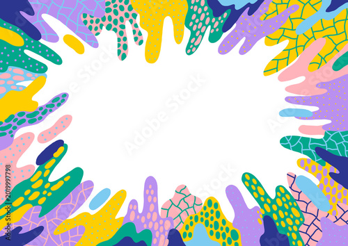 Hand Drawn Purple Abstract Border with Organic Shapes PNG