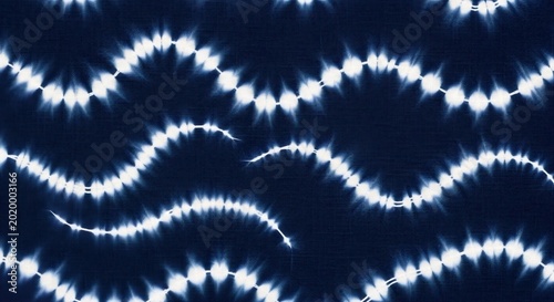 Indigo Shibori Tie Dye Pattern with Wavy Lines.