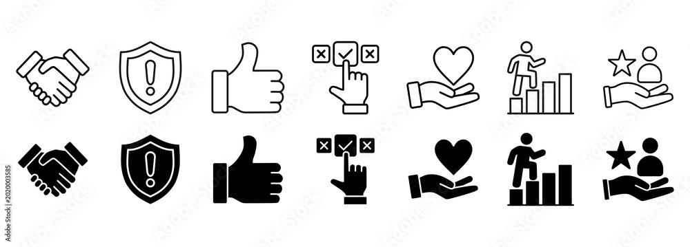 Photos trust building icon set