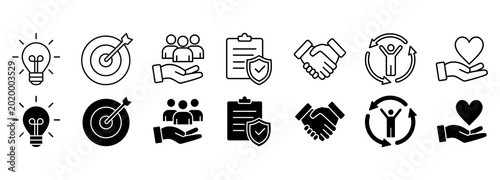 Cuadro en lienzo core value icon set. vector illustration.