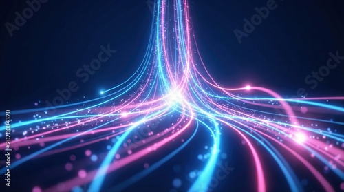 Abstract digital background showing high speed data transmission and fiber optic network connectivity.