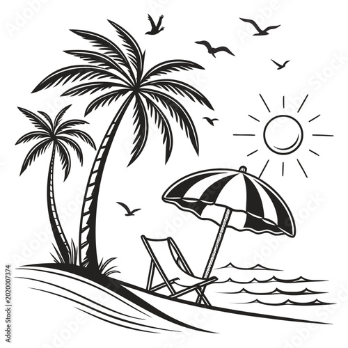 vector illustration of a tropical beach