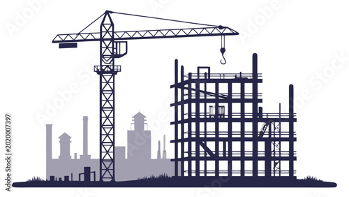 construction site with crane and building