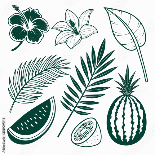 vector set of palm trees