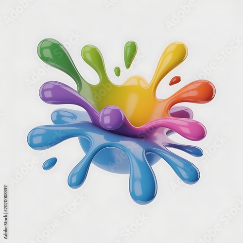 3d Cartoonish Liquid Splash isolated on white background