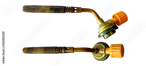 Foto Portable Gas Blowtorch with Wooden Handle and Adjustable Flame