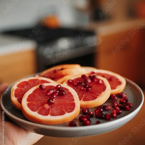 Ham and Figs Served on a White Plate With Mint Leaves in a Dining Setting