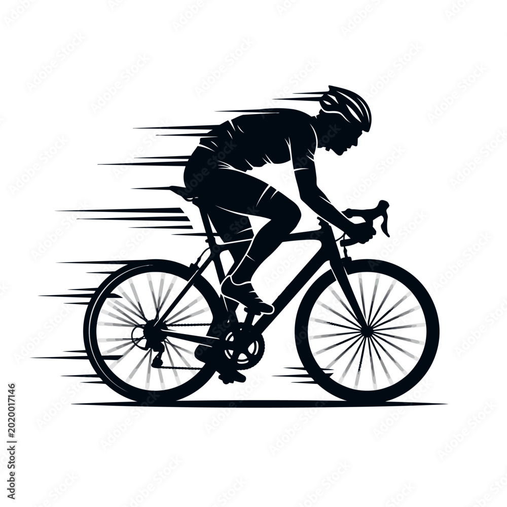 Fototapeta premium Professional cyclist riding a bicycle fast.