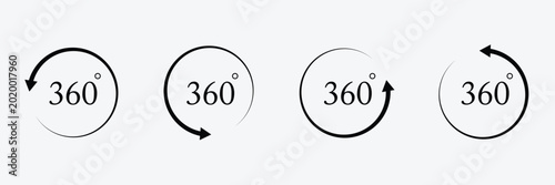 Quadro su tela 360 degrees arrow, rotate around set icon
